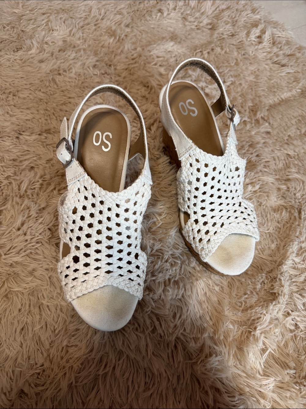SO Cream Braided Open-Toe Slingback Sandals